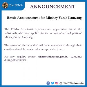 Result Announcement for Mitshey Yarab Lamzang