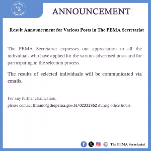 Result Announcement for Various Posts in The PEMA Secretariat